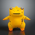 Game and Movie Character Yellow Cartoon Frog with Big Eyes and Black Spots