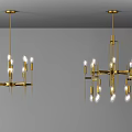 Modern Golden Geometric Chandelier Design With Multiple Bulbs For Interior Decor 3d model