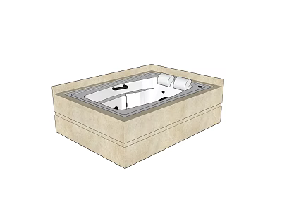 Built in Modern Bathtub Featuring Marble Surround White Interior Jacuzzi Jets And Pillows 3d model