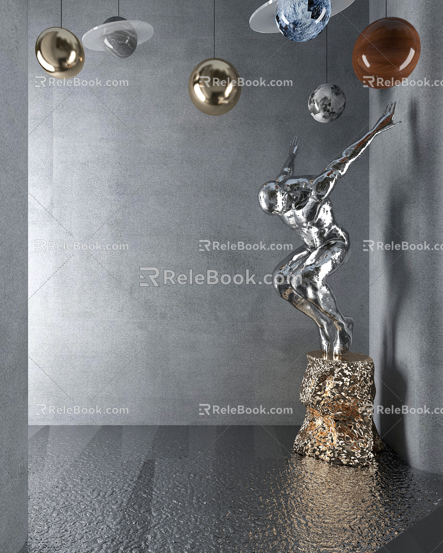 Modern Sculpture Movement Figure Sculpture Ornaments 3d model