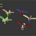Colorful Decorative Flying Models With Transparent Wings And Assorted Colors