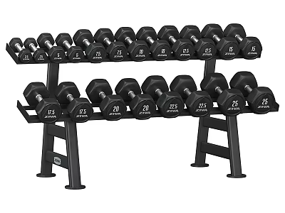 Sports Equipment Double Tier Dumbbell Rack With Multiple Weight Dumbbells For Fitness Training 3d model