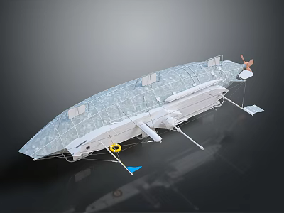 Futuristic Modern Water Vehicle With Transparent Hull Seats And Propulsion System 3d model