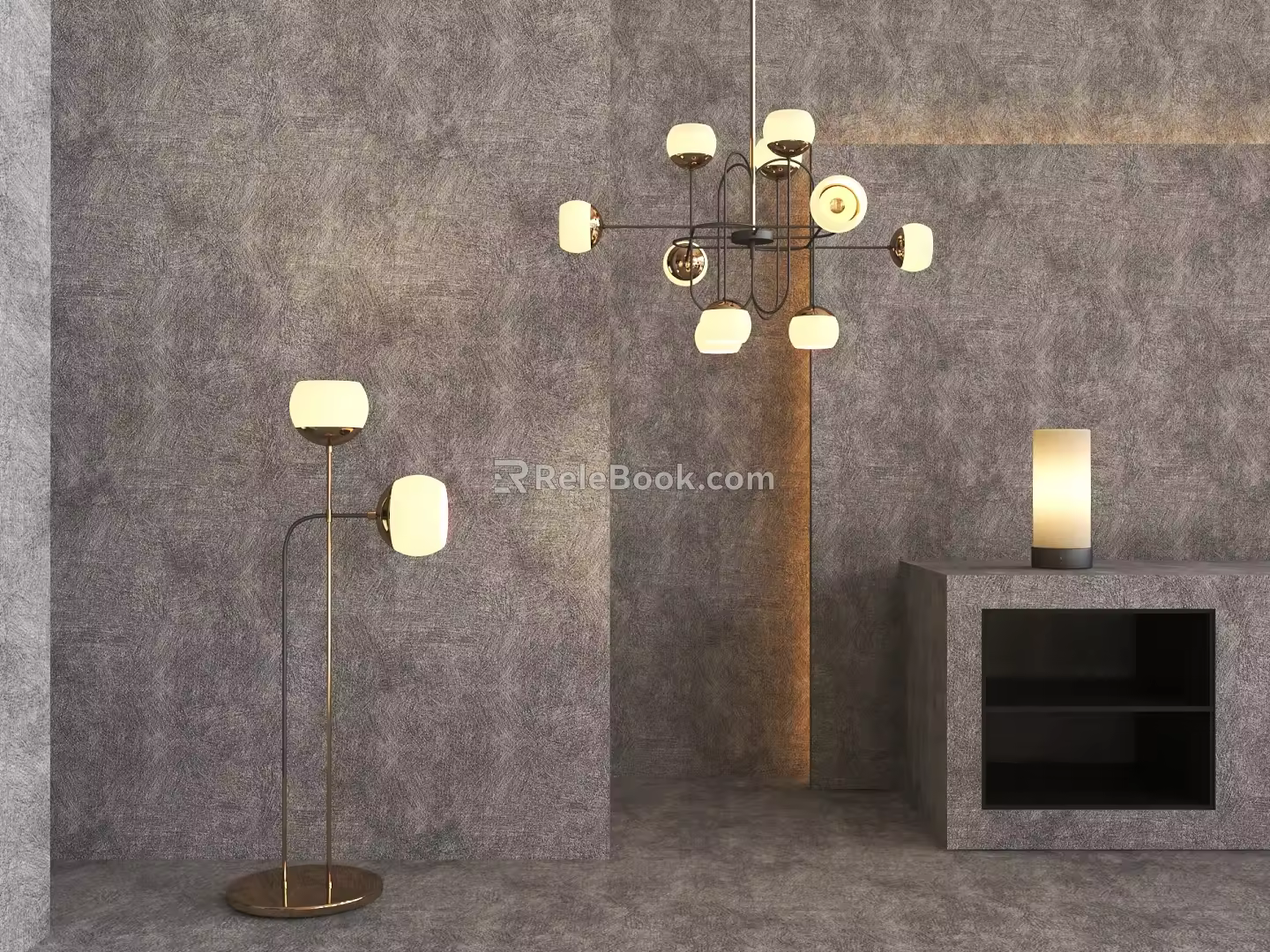 Modern lighting combination chandelier floor lamp table lamp combination 3d model