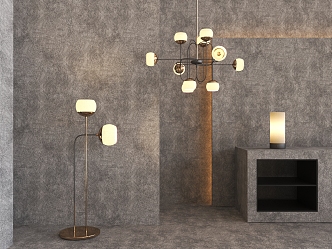 Modern lighting combination chandelier floor lamp table lamp combination 3d model