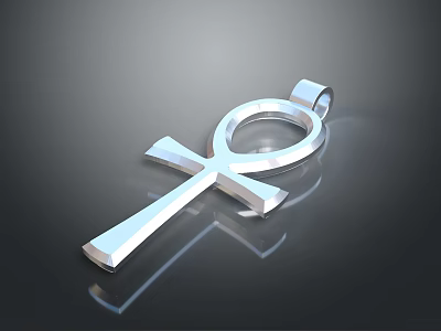 Commercial Metal Processing Equipment With Silver Ankh Symbol And Reflective Surface 3d model