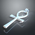 Commercial Metal Processing Equipment With Silver Ankh Symbol And Reflective Surface