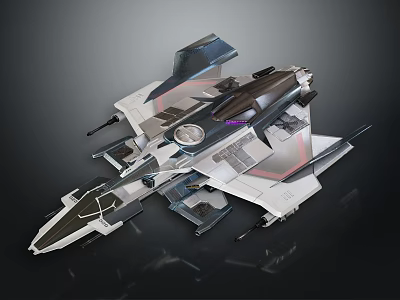 Futuristic Cosmic Spacecraft Model Featuring Sleek Aerospace Design And Cosmic Exploration Elements 3d model