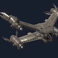 Futuristic Sci Fi Spacecraft With Detailed Exterior Metallic Structure Multiple Engines And Wings