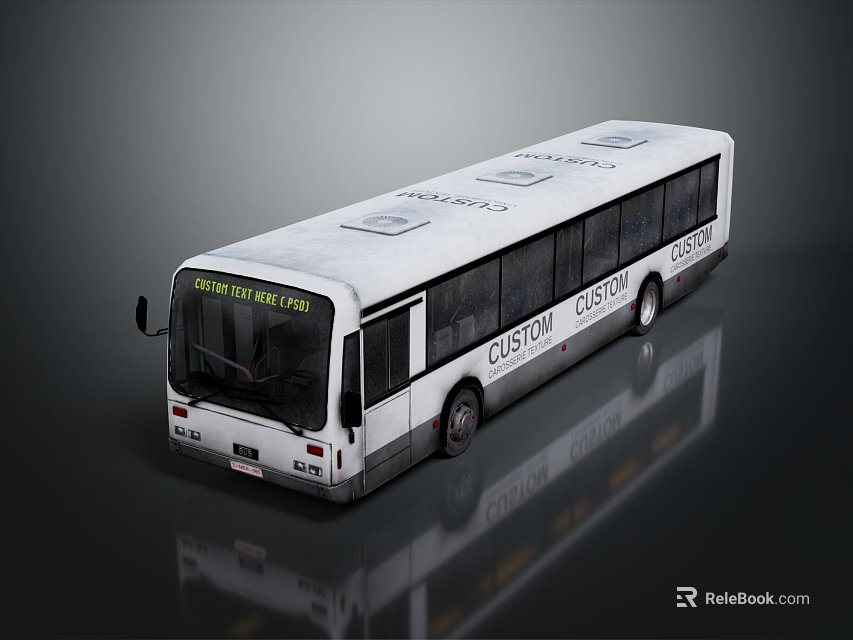 Modern White City Bus Featuring Downtown Line And Custom Design 3d model 