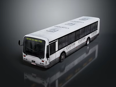 Modern White City Bus Featuring Downtown Line And Custom Design 3d model