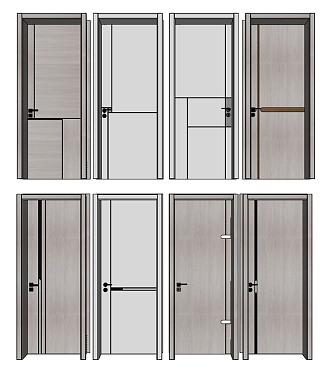 Modern swing door single door 3d model