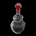 Decorative Transparent Glass Bottle With Red Cap And Intricate Carved Patterns