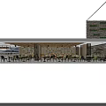 Contemporary Restaurant Interior Featuring Wooden Ceiling Green Chairs Dining Tables And Plant Decorations