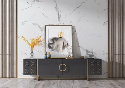 Light Luxury TV Cabinet Solid Wood TV Cabinet Ornaments Combination 3d model