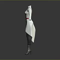 Game Movie Character White Long Coat With Red Belt Red Lining Gray Pants Gray Boots