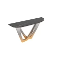 Stylish Modern Console Table With Black Marble Top And Gold Curved Metal Legs Design