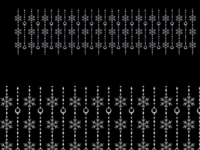 Elegant White Decorative Lights on Black Background with Snowflake Patterns and Circular Designs 3d model