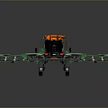 Self Propelled Agricultural Sprayer With Orange Cabin Black Body Green Booms And Large Wheels