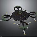 Mechanical Multirotor Device Featuring Green Components Circular Design And Propeller Arms 3d model