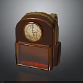 Vintage Brown Leather Desk Clock With Analog Dial And Storage Compartment