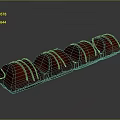 Red Shell Shaped Pastries Arranged In A Row On Dark Surface 3d model