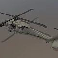 Military Helicopter 3D Model With Camouflage Finish Rotor Blades And Cockpit Details