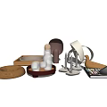 Modern Minimalist Decorative Ornament Set With Trays Bottles Candles Bird And Loop Shaped Decor