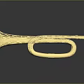 Golden Polished Brass Trumpet Musical Instrument With Shiny Surface And Dark Background Reflection