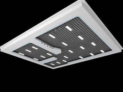 Modern Ceiling With Grid Pattern And Recessed Lights For Interior Design 3d model