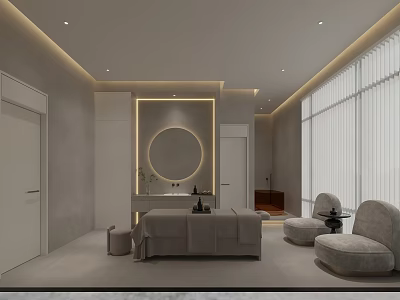 Modern Minimalist SPA Room With Massage Bed And Soft Lighting 3d model