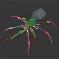 Mechanical Spider With Metallic Body Blue Glowing Accents And Sharp Legs