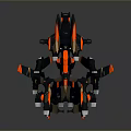 Futuristic Mechanical Structure With Black Red Silver Accents Multiple Wing Shaped Parts