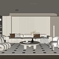 Modern Living Room Sofa Coffee Table Combination Single Person Sofa Multi Person Sofa Picture Floor Lamp Carpet 3d model