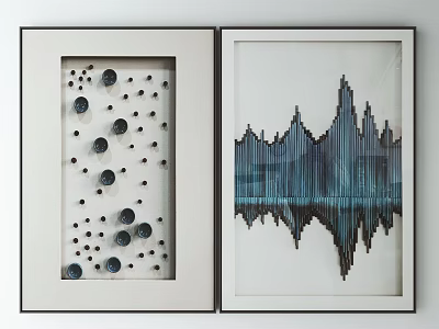 Framed Abstract Wall Art With Blue Black Dots And Symmetrical Gradient Design 3d model