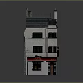 Traditional Three Story Building Exterior With White Walls Black Roof Windows And Chimney