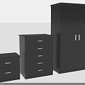Modern Black Furniture Set With Small Drawer Chest Tall FiveDrawer Dresser And DoubleDoor Armoire