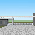Modern Industrial Factory Building Entrance With Spacious Plaza And Surrounding Greenery