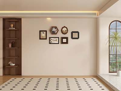 Middle ancient restaurant background wall 3d model