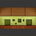 Cartoon Nautical Room Scene With Green Walls Wooden Floor Purple Chair And Wall Map