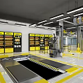 4S Auto Shop Service Area With Car Lifts Repair Equipment And Clean Floor