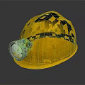 Yellow Safety Helmet With Attached Headlamp Ideal For Construction Work Sites 3d model