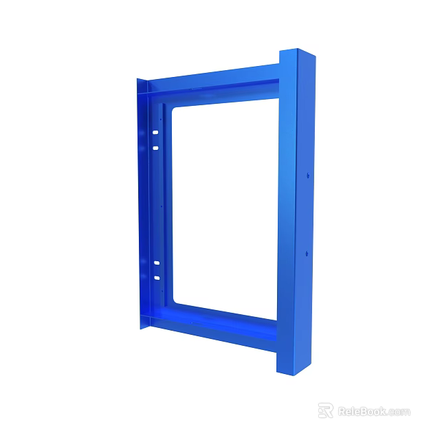 Durable Blue Metal Structural Frame With Installation Holes For Industrial Applications 3d model 