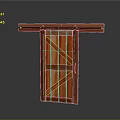 Rustic Wooden Barn Door With Sliding Metal Track And Natural Wood Texture