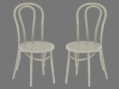 Light Colored Casual Chairs With Curved Backrest And Perforated Seat Design 3d model