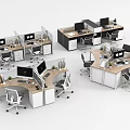 Modern Office Desk And Chair Sets With Partitions Computers And Ergonomic Chairs