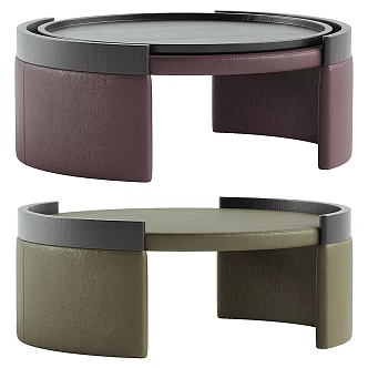 Modern leather coffee table collection 3d model