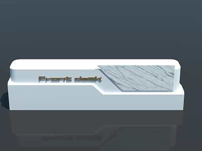 Modern Reception Desk Design With White Structure And Elegant Marble Countertop 3d model