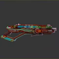Futuristic Sci Fi Gun With Blue Orange Silver Accents And Sleek Modern Design Elements