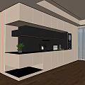 Modern Minimalist Sideboard With White Cabinets Black Countertop And Lighting Design